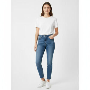 Reformation Womens 25 Medium Wash High Waisted Frayed Hem Ankle Jeans